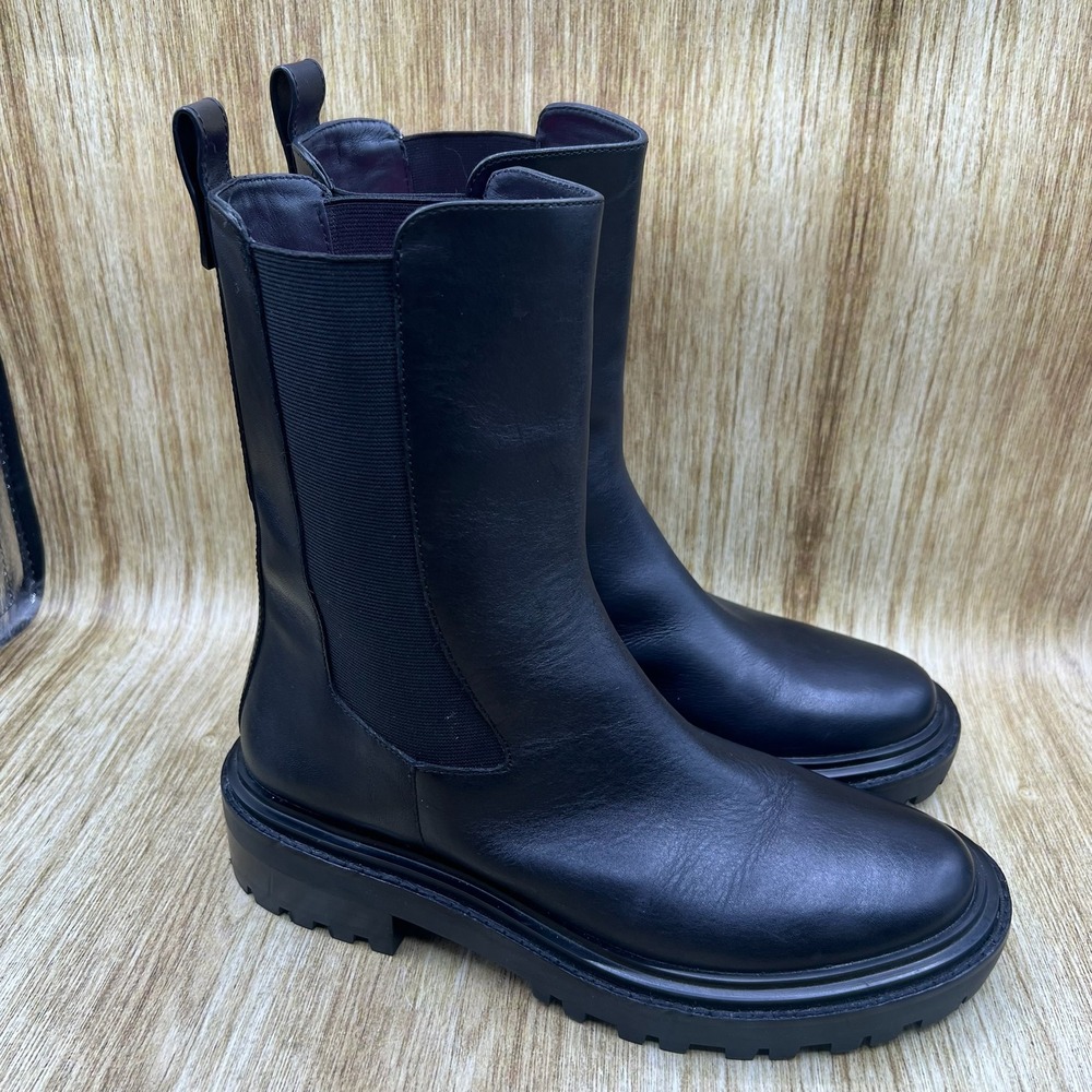 Tory Burch Benton Pull On Chelsea Boots Women's 9.5 Black Leather Tall Platform